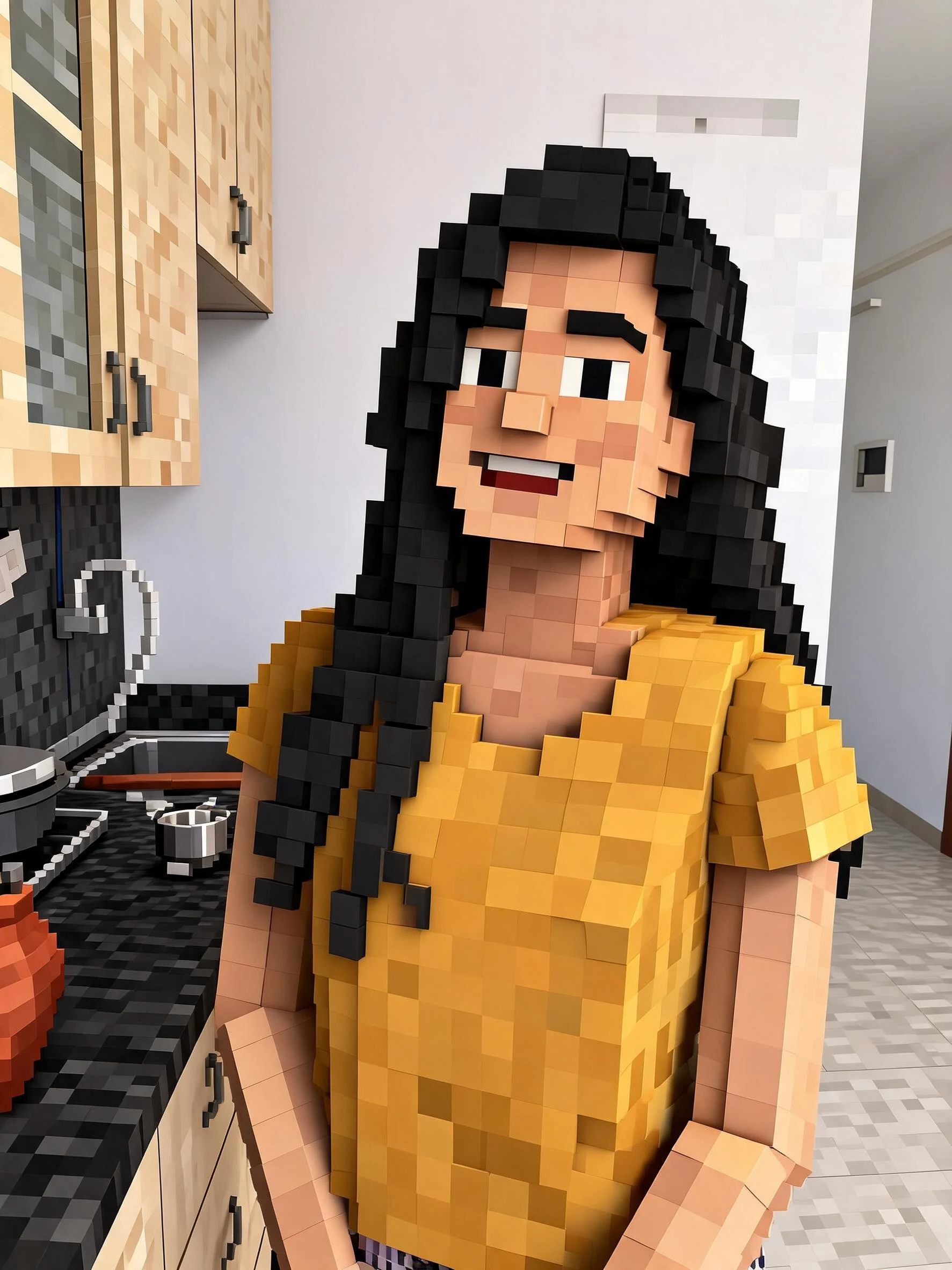 After — Woman Yellow Kitchen