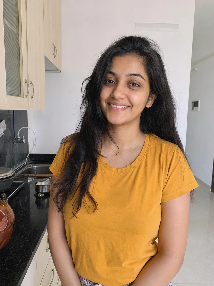 Before — Woman Yellow Kitchen