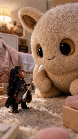 Little Warrior Fights the Giant Toy Monster